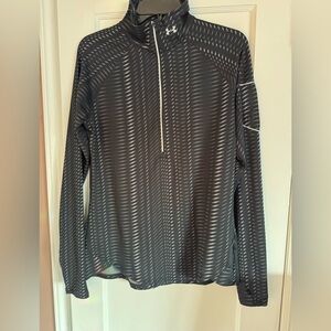 NWOT Under Armour Women 1/4 Zip Pullover blk grey geometric fly fast pattern